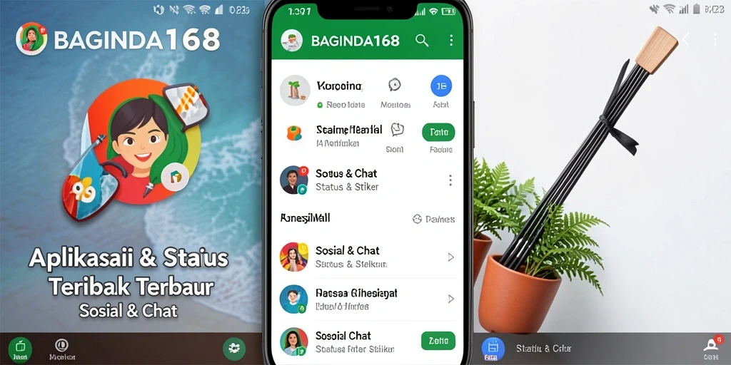 Antarmuka aplikasi BAGINDA168 dengan berbagai pilihan stiker kreatif.