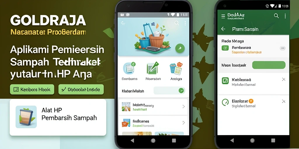 Tampilan antarmuka utama GOLDRAJA yang intuitif untuk Pembersih Sampah.