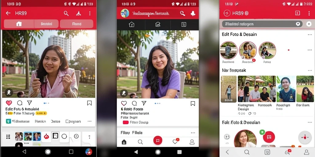 Tampilan antarmuka HR89 yang modern dan mudah digunakan untuk filter Instagram.