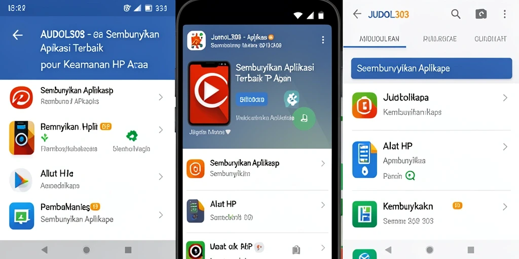 Antarmuka aplikasi JUDOL303 yang menampilkan opsi penyembunyian aplikasi.