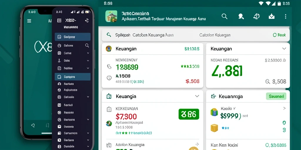 Screenshot X88 menunjukkan antarmuka Catatan Keuangan yang ramah pengguna.