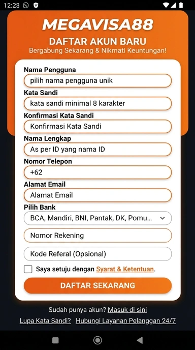 Panduan Registrasi Akun Baru Megavisa88 untuk Pengguna Android